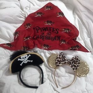 Disney theme headbands and pirates of the Caribbean scarf 3 items total